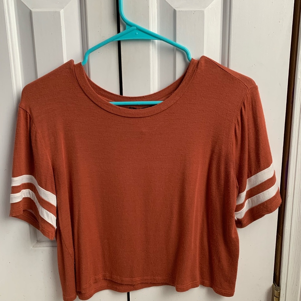 Orange and white striped shirt